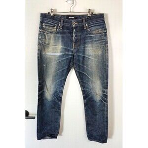 Baldwin Jeans Henley Mens 32x28 Slim Straight Raw Selvedge Indigo Button Fly USA